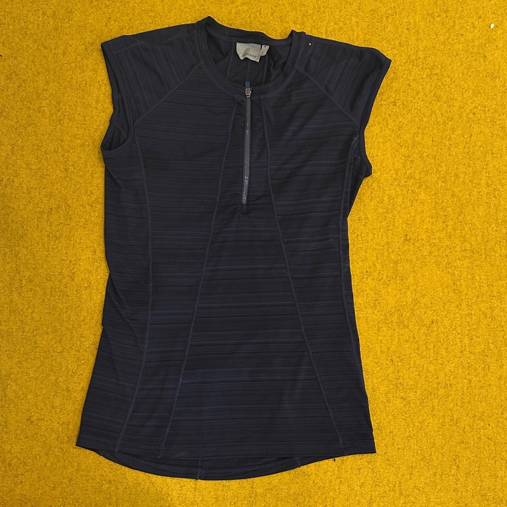 Athleta Navy Zip-Front Sleeveless Swim Tank